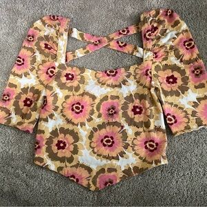 Free People Give Me More Square Neck Crop Top Floral Womens Size S